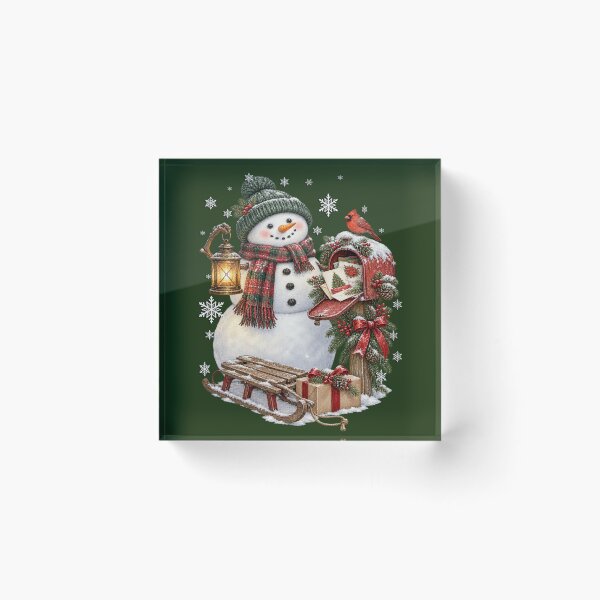 Item preview, Cozy Winter Snowman and Red Cardinal Christmas Art designed and sold by Cute & Sassy Custom Gifting Boutiques.
