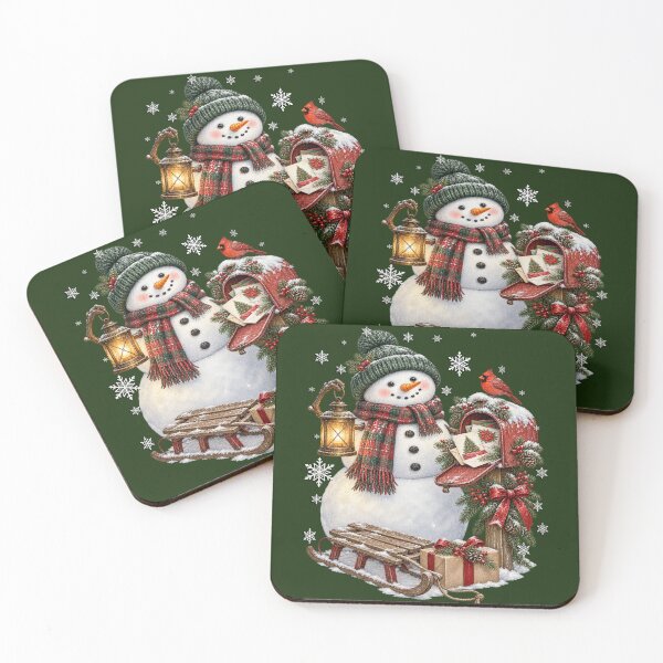 Item preview, Cozy Winter Snowman and Red Cardinal Christmas Art designed and sold by Cute & Sassy Custom Gifting Boutiques.