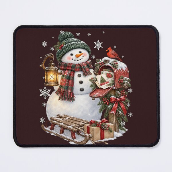 Item preview, Cozy Winter Snowman and Red Cardinal Christmas Art designed and sold by Cute & Sassy Custom Gifting Boutiques.