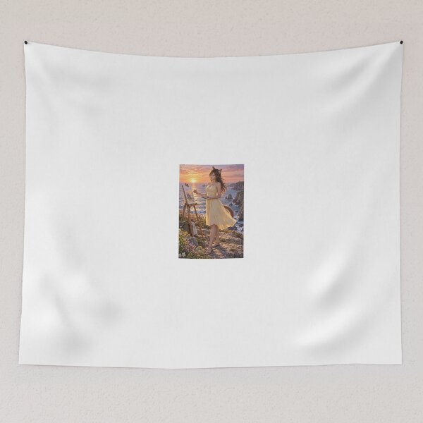 Item preview, Peaceful woman painting at golden sunset designed and sold by CathryneDelamort.