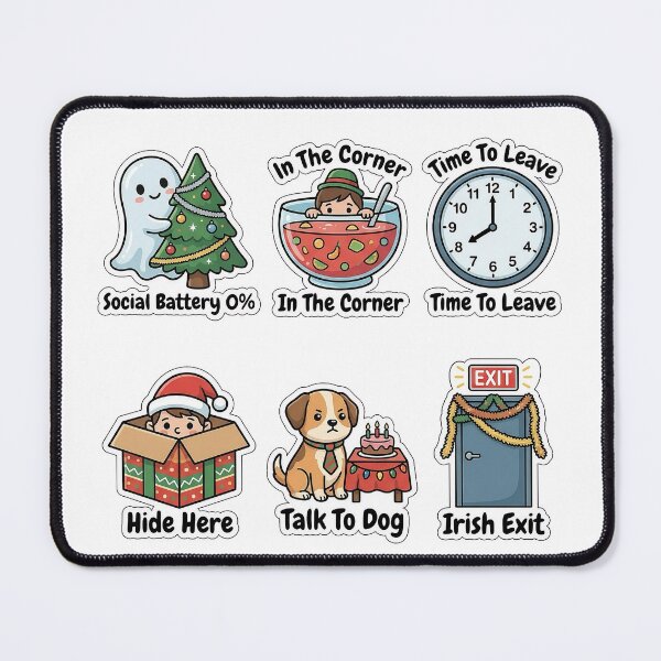 Item preview, Holiday Party Introvert Survival Sticker Pack - Social Battery Puns designed and sold by SimpleP.