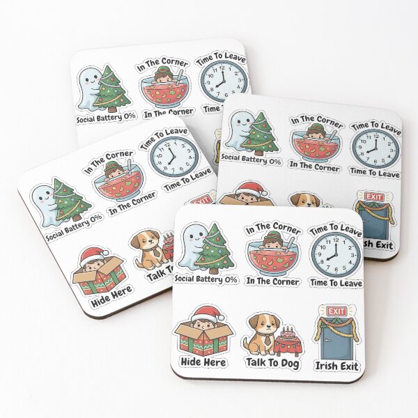 Item preview, Holiday Party Introvert Survival Sticker Pack - Social Battery Puns designed and sold by SimpleP.