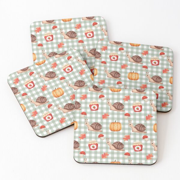 Item preview, Cute Autumn Snail Pattern with Mushrooms, Leaves, Jam and Pumpkins designed and sold by MadamPaperHazel.