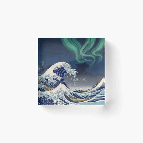 Item preview, Hokusai Great Wave Aurora — Kanagawa Night Sky Remix designed and sold by rapplatt.
