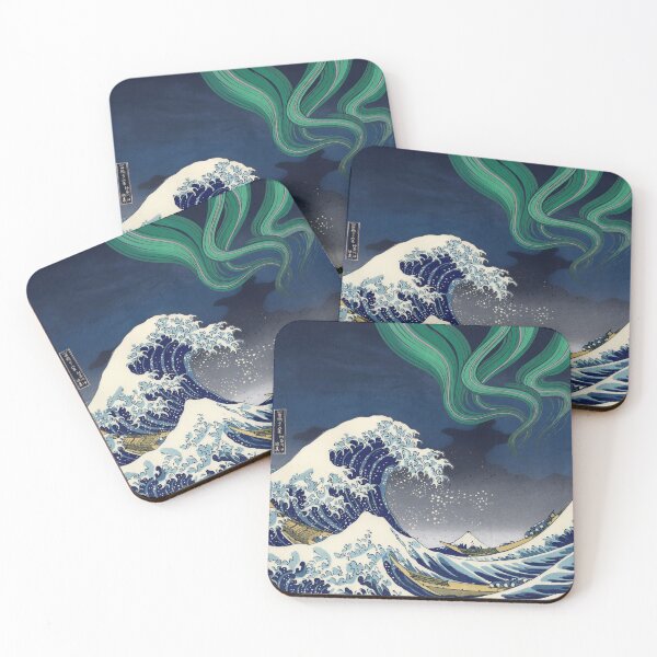 Item preview, Hokusai Great Wave Aurora — Kanagawa Night Sky Remix designed and sold by rapplatt.