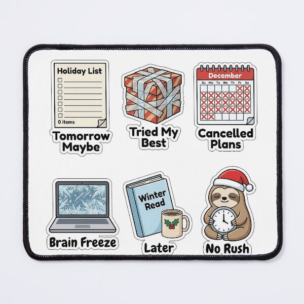 Item preview, Winter Procrastination & Lazy Sticker Pack - Holiday To-Do Puns designed and sold by SimpleP.