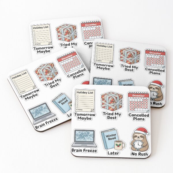 Item preview, Winter Procrastination & Lazy Sticker Pack - Holiday To-Do Puns designed and sold by SimpleP.