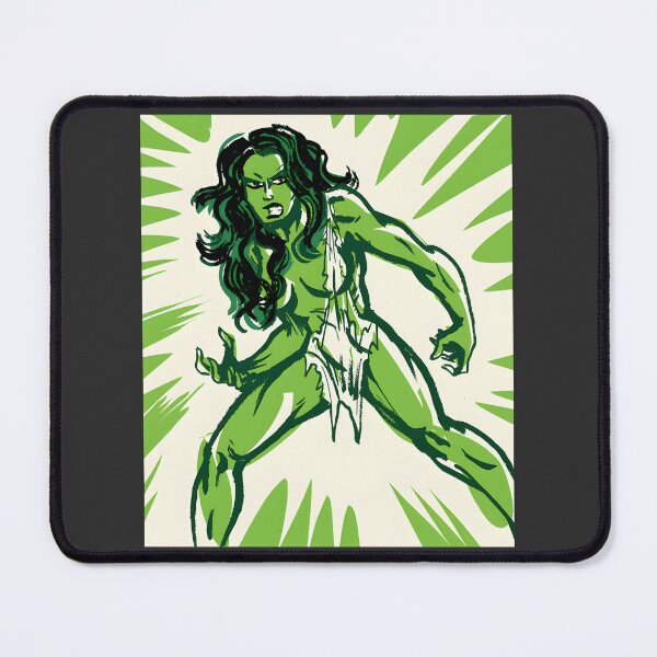 Item preview, Powerful Green Superhero Female Character Illustration designed and sold by wordonmyapparel.