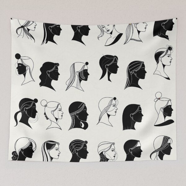 Item preview, Continuous Line Art Human Silhouette Profile Pattern designed and sold by IntelliMindDesigns.