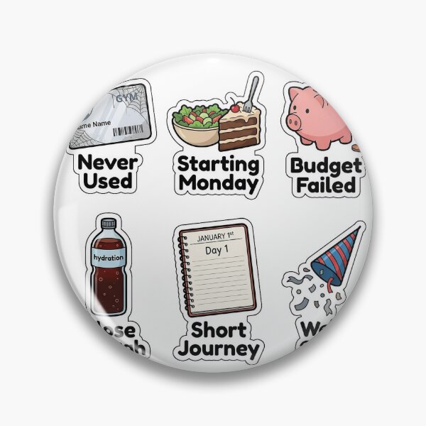 Item preview, Sarcastic New Year Resolution Fails Sticker Pack - Funny New Year Puns designed and sold by SimpleP.