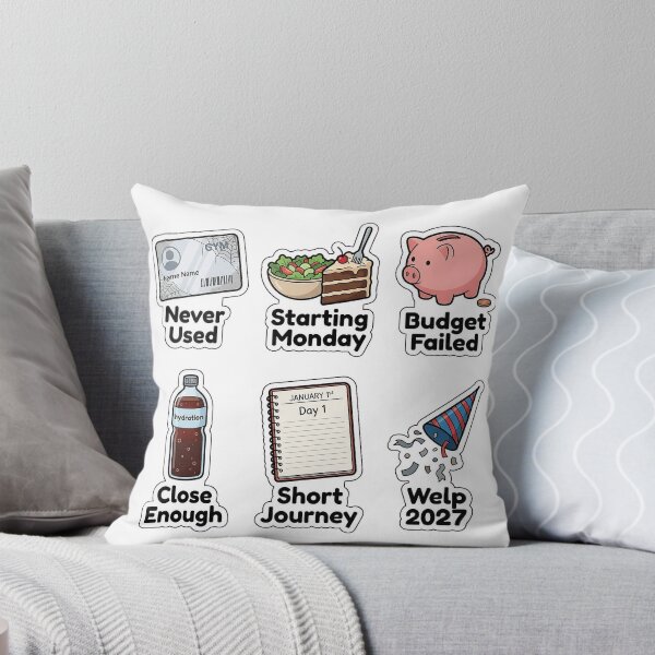 Item preview, Sarcastic New Year Resolution Fails Sticker Pack - Funny New Year Puns designed and sold by SimpleP.