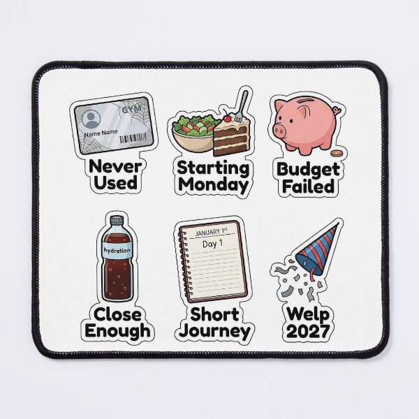 Item preview, Sarcastic New Year Resolution Fails Sticker Pack - Funny New Year Puns designed and sold by SimpleP.