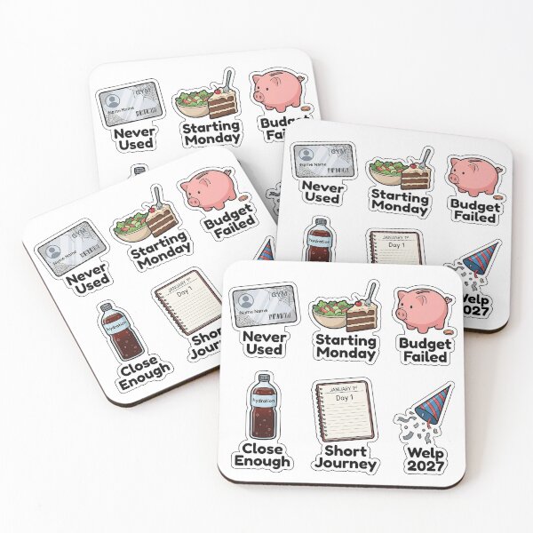 Item preview, Sarcastic New Year Resolution Fails Sticker Pack - Funny New Year Puns designed and sold by SimpleP.