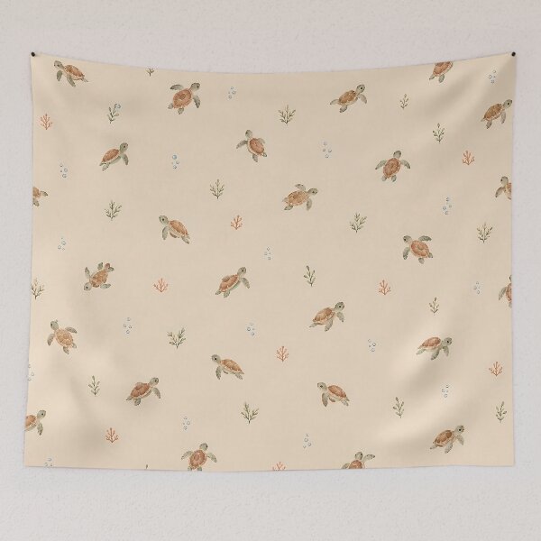Item preview, Coastal Baby Sea Turtle Watercolour Pattern on Cream designed and sold by Jozefin's Studio.