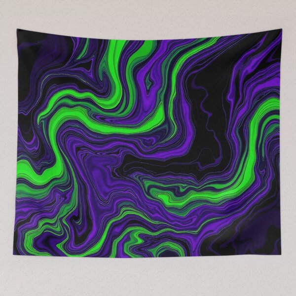 Item preview, Psychedelic Purple Neon Green Liquid Marble Pattern designed and sold by IntelliMindDesigns.