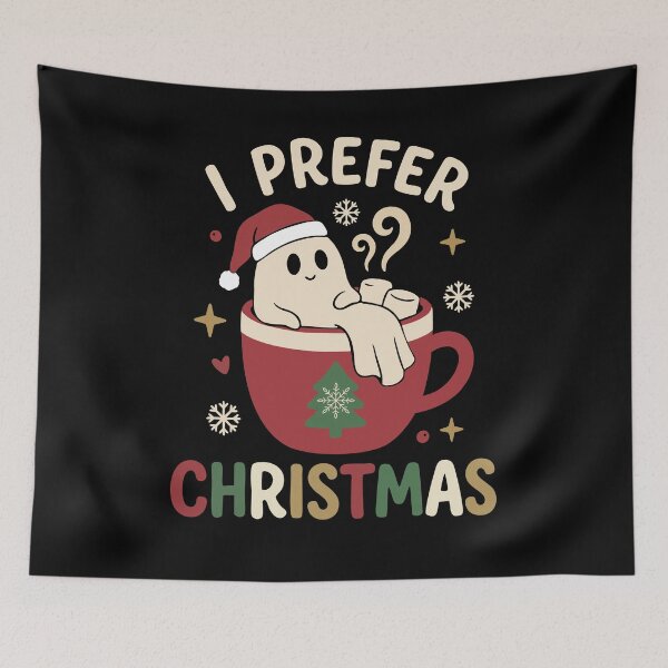 Item preview, I Prefer Christmas Cute Ghost Hot Cocoa Mood designed and sold by FreshVibe Prints.