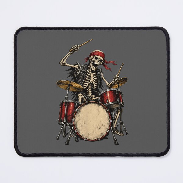 Item preview, Skeleton Drummer Playing Red Drum Kit Heavy Metal Vintage Rock Art designed and sold by Creative Spark.