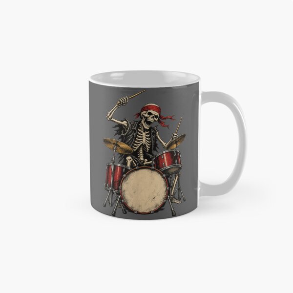 Item preview, Skeleton Drummer Playing Red Drum Kit Heavy Metal Vintage Rock Art designed and sold by Creative Spark.