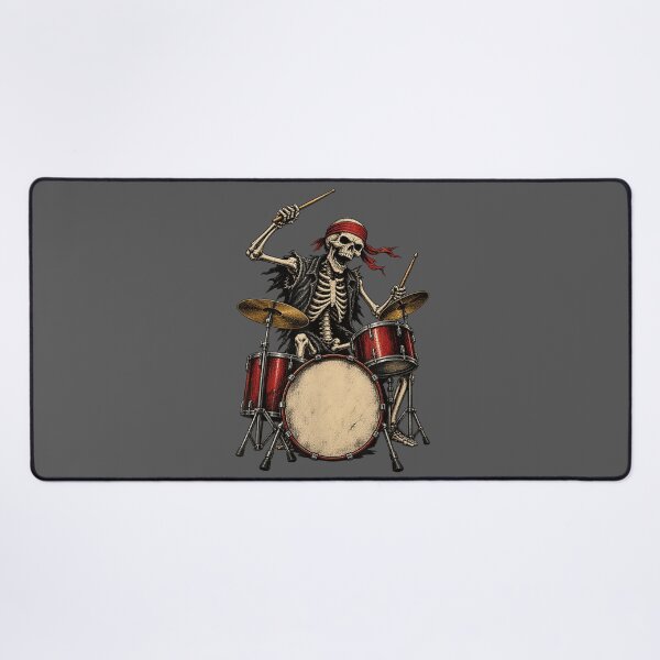 Item preview, Skeleton Drummer Playing Red Drum Kit Heavy Metal Vintage Rock Art designed and sold by Creative Spark.