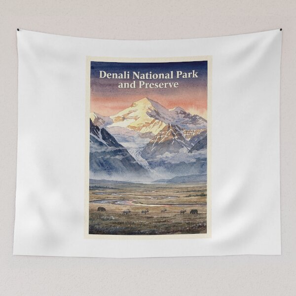 Item preview, Denali National Park and Preserve Alaska Vintage Watercolor Travel designed and sold by Teelogic.