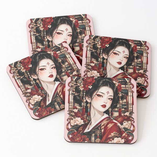 Item preview, Traditional Japanese Geisha Ukiyoe Portrait Ornamental Floral Art designed and sold by BorgSpareParts.