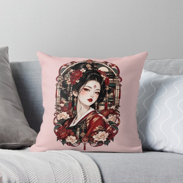 Item preview, Traditional Japanese Geisha Ukiyoe Portrait Ornamental Floral Art designed and sold by BorgSpareParts.