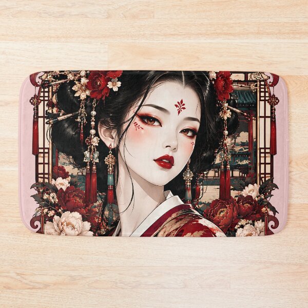 Artikelvorschau, Traditionelles japanisches Geisha-Ukiyoe-Porträt, ornamentale Blumenkunst entworfen und verkauft von BorgSpareParts.