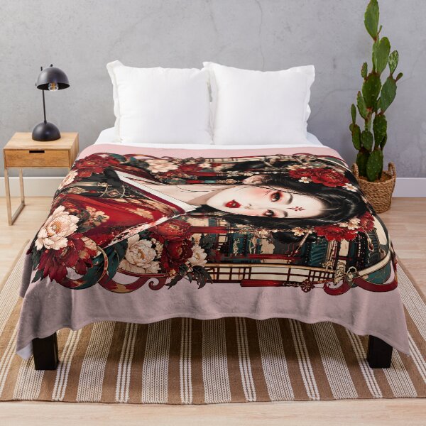 Item preview, Traditional Japanese Geisha Ukiyoe Portrait Ornamental Floral Art designed and sold by BorgSpareParts.