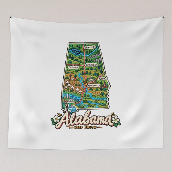 Item preview, Hand Drawn Alabama Travel Souvenir Landmark Gift designed and sold by MichaeIRellov.