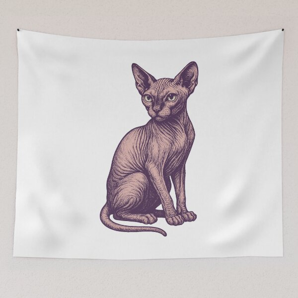 Item preview, Sphynx Cat Illustration – Elegant Hairless Cat Art designed and sold by xndrlab.