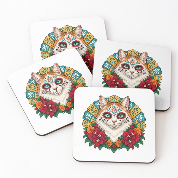 Item preview, Day of the Dead Catrina Longhair Cat Art    designed and sold by Old's Cool Cat Studio.