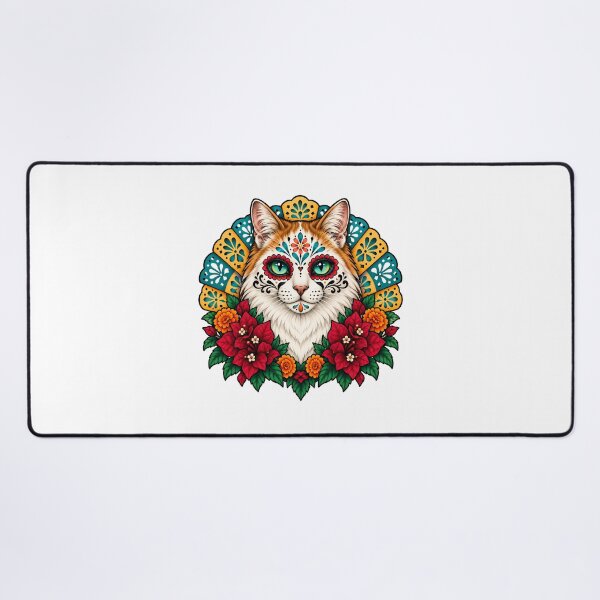Item preview, Day of the Dead Catrina Longhair Cat Art designed and sold by Old's Cool Cat Studio.