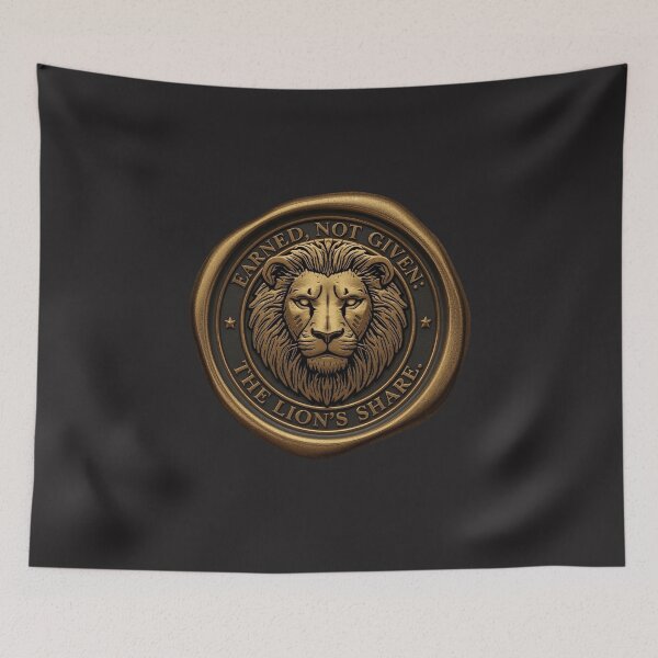 Item preview, Earned Not Given The Lion's Share Gold Seal Motivational design designed and sold by Bennie Singh.