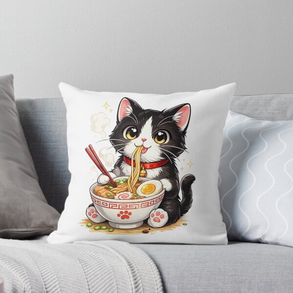 Item preview, Cute Black Cat Eating Ramen designed and sold by GingerArtStudio.