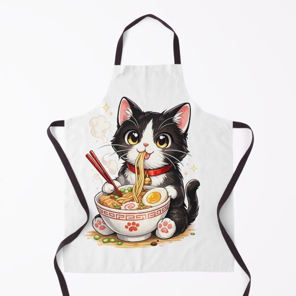 Item preview, Cute Black Cat Eating Ramen designed and sold by GingerArtStudio.