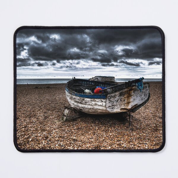 Item preview, Weathered Fishing Boat on Aldeburgh Beach Under Stormy Skies, Suffolk, UK designed and sold by Paul Thompson Photography.