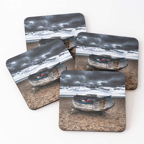 Item preview, Weathered Fishing Boat on Aldeburgh Beach Under Stormy Skies, Suffolk, UK designed and sold by Paul Thompson Photography.