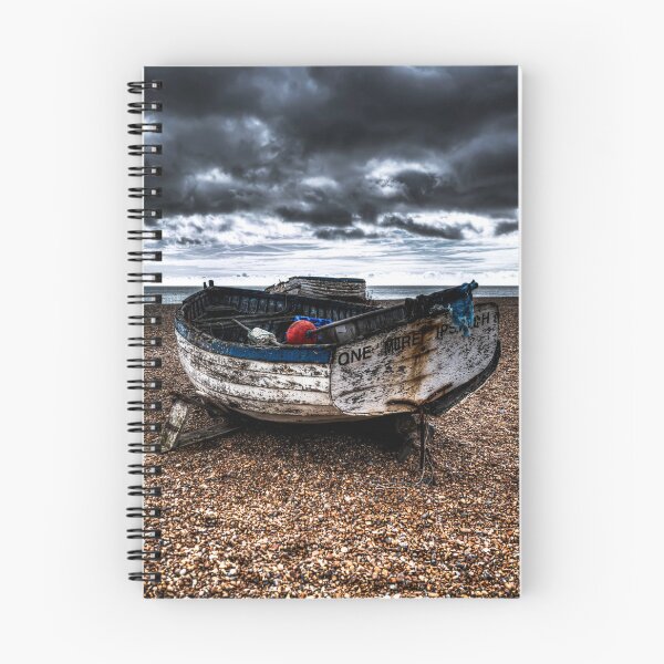 Item preview, Weathered Fishing Boat on Aldeburgh Beach Under Stormy Skies, Suffolk, UK designed and sold by Paul Thompson Photography.