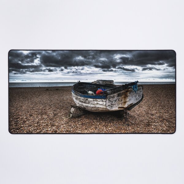 Item preview, Weathered Fishing Boat on Aldeburgh Beach Under Stormy Skies, Suffolk, UK designed and sold by Paul Thompson Photography.