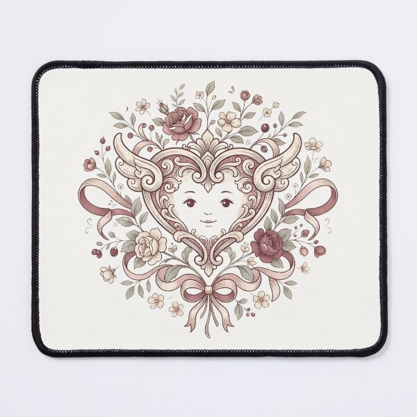 Item preview, Coquette Botanical Vintage Cherub Heart with Roses & Ribbons designed and sold by MCV-Designs.
