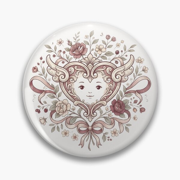 Item preview, Coquette Botanical Vintage Cherub Heart with Roses & Ribbons designed and sold by MCV-Designs.