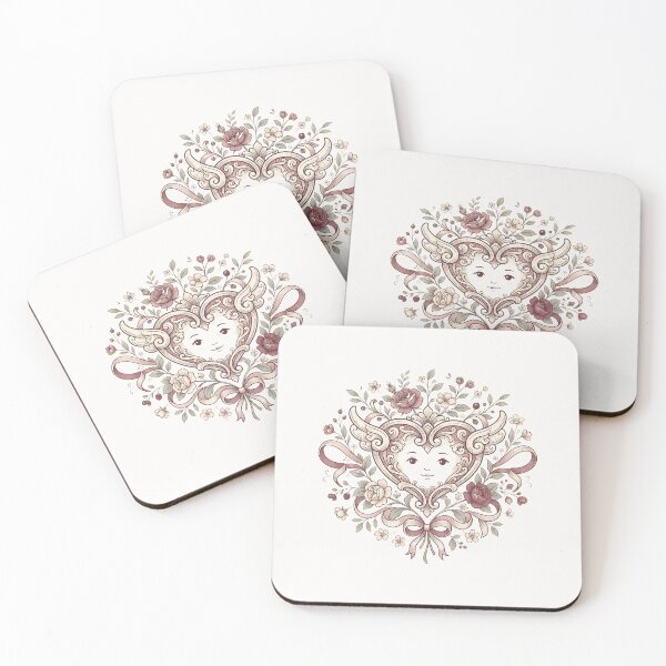 Item preview, Coquette Botanical Vintage Cherub Heart with Roses & Ribbons designed and sold by MCV-Designs.