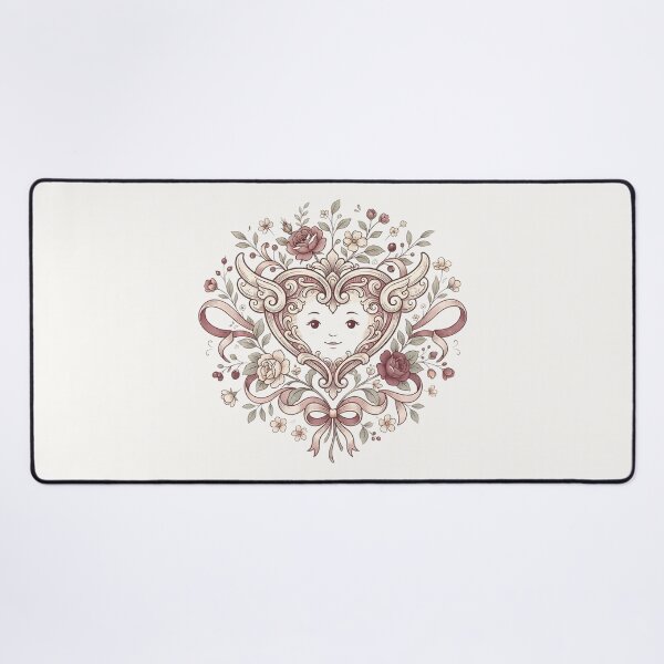 Item preview, Coquette Botanical Vintage Cherub Heart with Roses & Ribbons designed and sold by MCV-Designs.