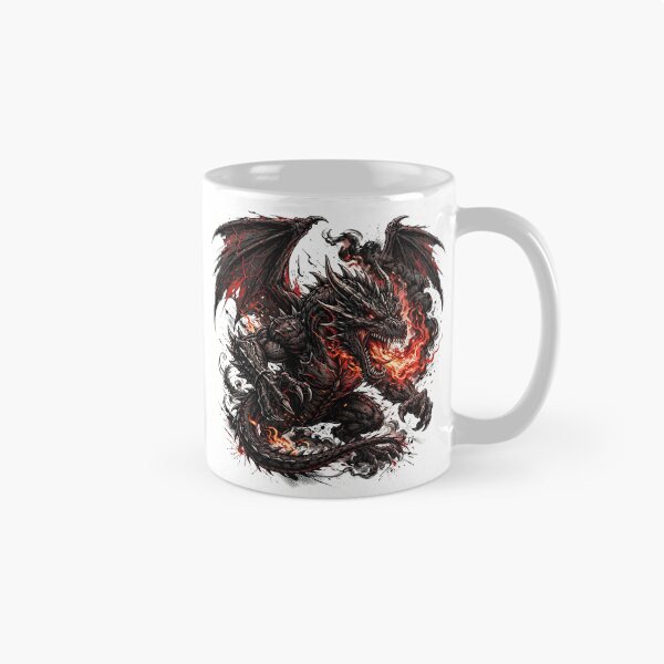 Item preview, Fierce Black Fire Dragon Breathing Flames Tattoo Art designed and sold by Mittu96.