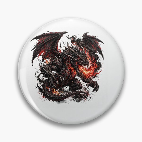 Item preview, Fierce Black Fire Dragon Breathing Flames Tattoo Art designed and sold by Mittu96.