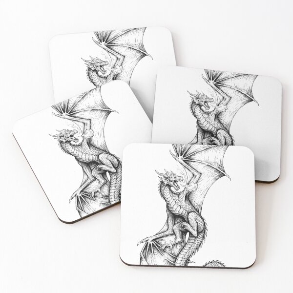 Item preview, Ascending Dragon - Straight Tail Fire Breath Ink Art designed and sold by DragonSerpent Ink.
