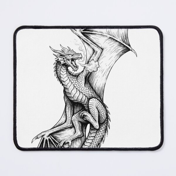 Item preview, Ascending Dragon - Straight Tail Fire Breath Ink Art designed and sold by DragonSerpent Ink.
