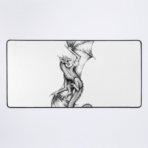 Item preview, Ascending Dragon - Straight Tail Fire Breath Ink Art designed and sold by DragonSerpent Ink.