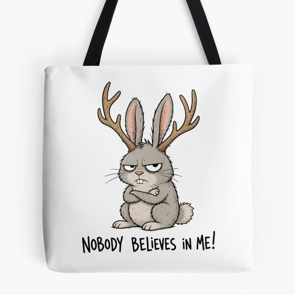 Item preview, Grumpy Jackalope Funny Cryptid Cartoon designed and sold by ShirtWreck.