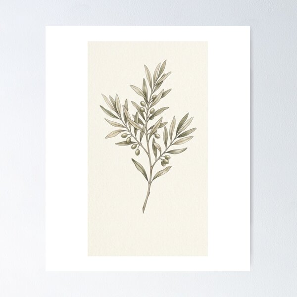 Item preview, Vintage Olive Branch - Minimalist Botanical Illustration designed and sold by PrintWavePro.